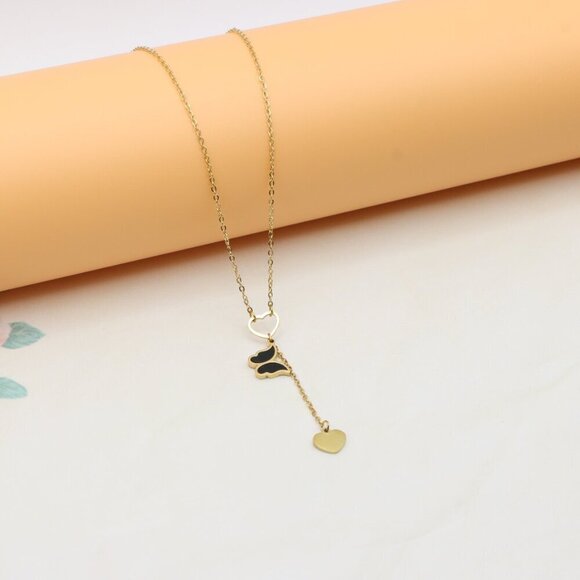 "Yellow Heart Pendant Necklace with Dangle Charm – Chic & Stylish Look, XPNL0365 - Picture 9 of 13